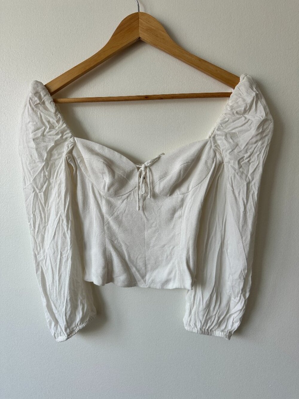 Artizia Wilfred White Puff Sleeve Tie-Front Women’s Crop Top